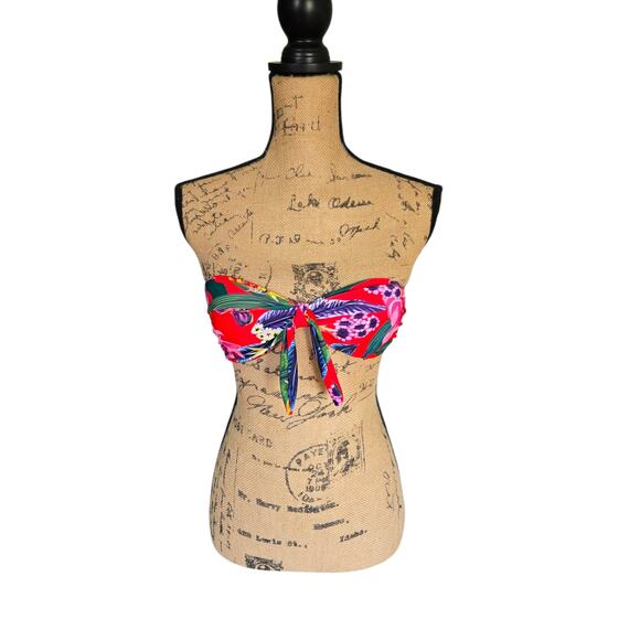 Red tropical bikini top, size small - Picture 1 of 4